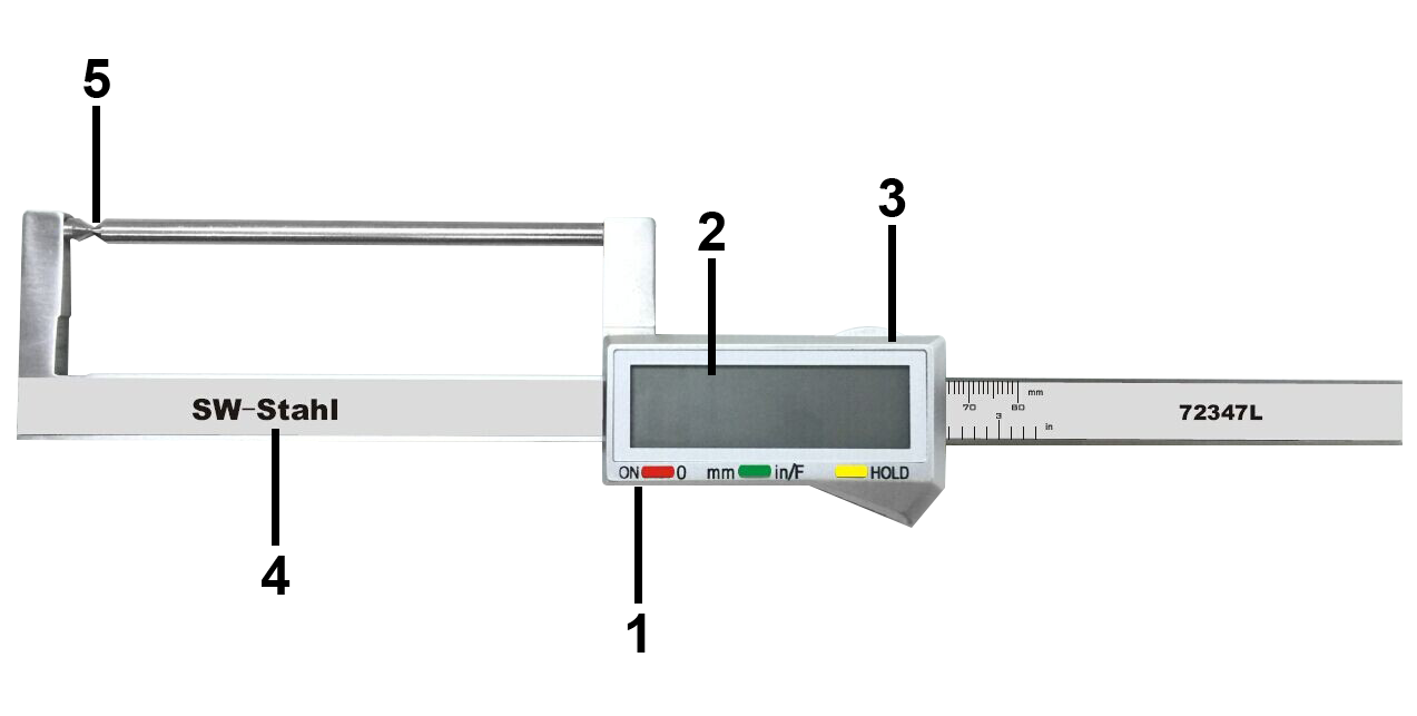 Bremsscheiben-Messschieber, 80 mm, digital Extra lange und schmale