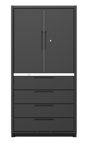 Hochschrank mit 4 Schubladen, 2 Türen und 3 Einlegeböden, 700 mm