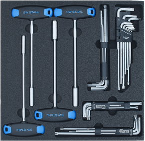 Werkstattwagensortiment, Winkelschlüssel und T-Griff Schraubendreher, 28-teilig